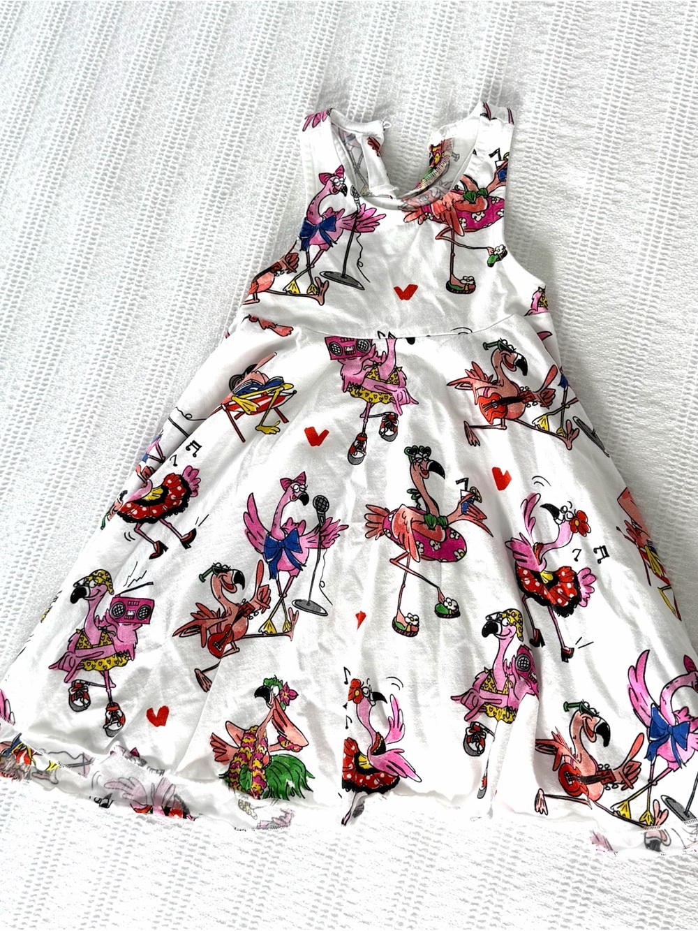 Stella McCartney Girls' White Flamingo Print Dress - Size 3T